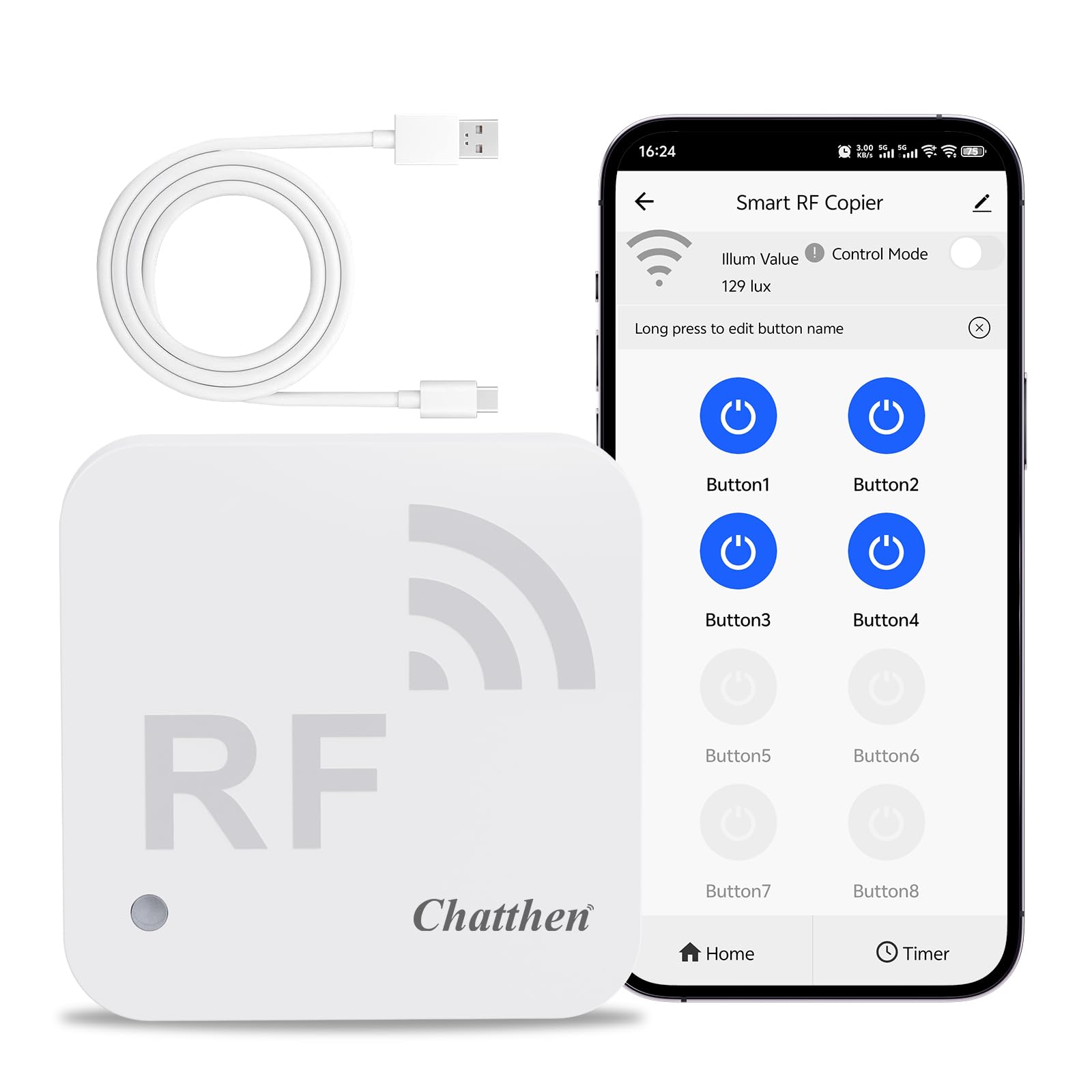 Télécommande Intelligente RF WiFi, Apprentissage de Programmation, Réglage d'Horloge, Adaptée aux Dispositifs RF tels que Rideaux Motorisés et Éclairage à Commande Distante Compatible Alexa