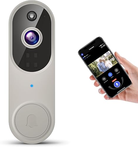 Cámara de timbre de video inalámbrica Wi-Fi 1080P con visión nocturna, conversación de 2 vías, detección de movimiento AI y almacenamiento en la