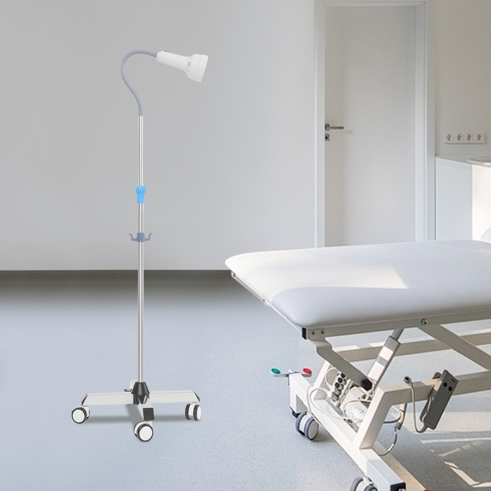 30W LED Untersuchungsleuchte mit Mobilem Ständer, Höhen- & Winkelverstellbare Chirurgische Lampe (6000-6500K), Flexible OP-Leuchte für Tierarzt & Klinik