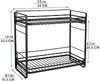 Vista 3 de zccz Organizador de baño de 2 niveles, ideal como organizador de encimera de cocina o baño, organizador de maquillaje con acabado negro