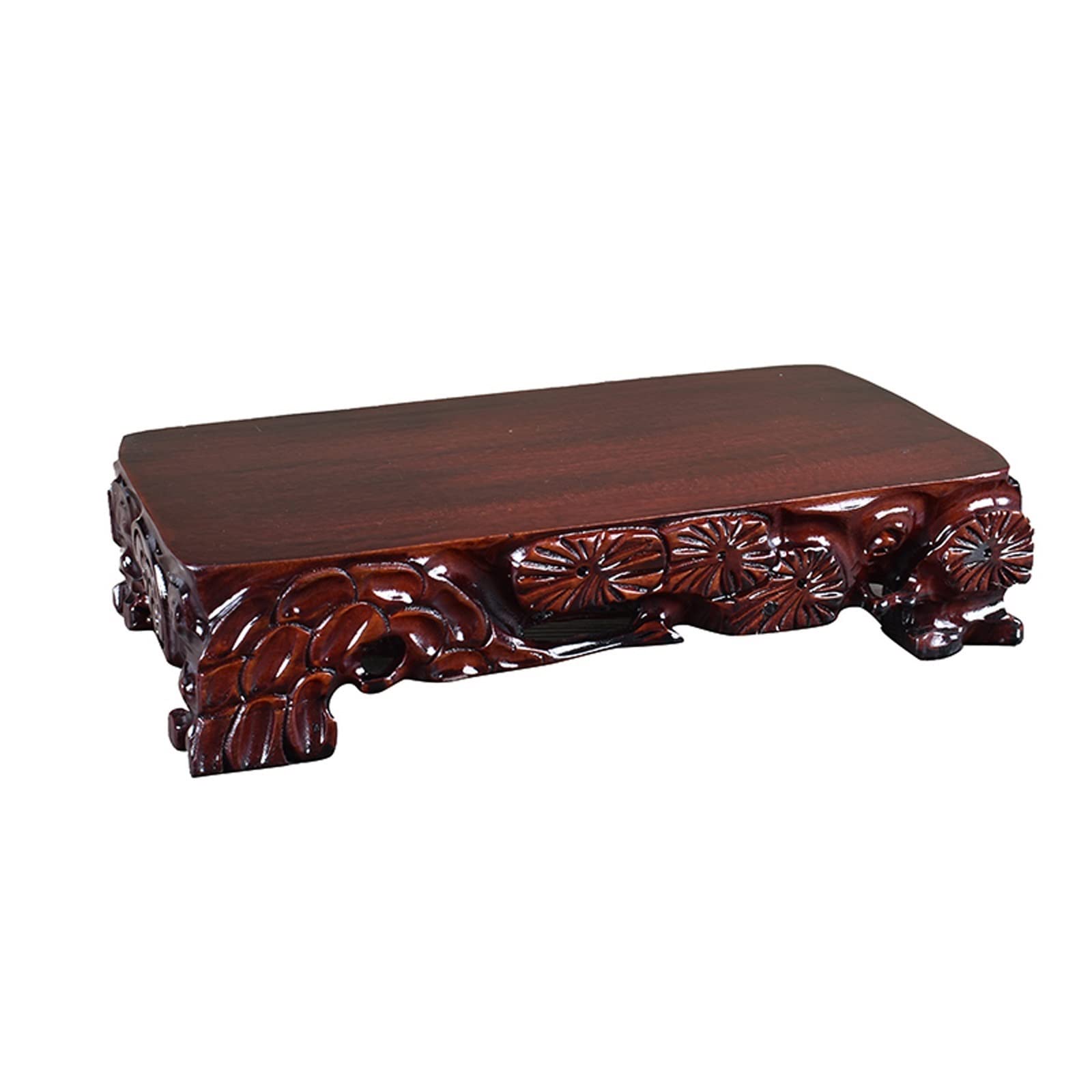 MPOPO Bonsai Pedestal Plant Bonsai Vase Base Wood Buddha Statue Antique Crafts Carving Stone Suitable for Desktop Ornaments Vase Display Stands Pedestal Base(A)