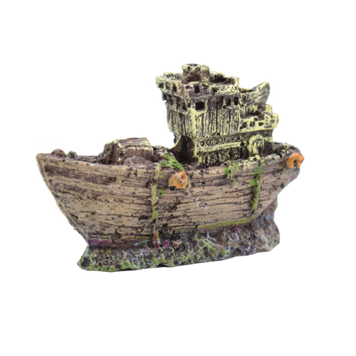 Hperu Wreck Fishing Aquarium Décor Mini Rustic and Vintage Look Shipwreck Eco-Friendly Resin Fish Tank Boat Ornament Aquarium Shipwreck Aquarium Ornament