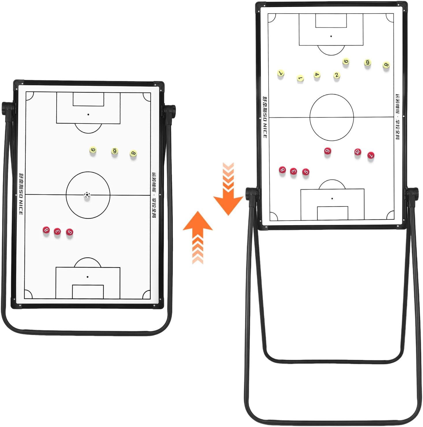 Magnetic Soccer Coaches Clipboard, Tactics Whiteboard, Double-Sided Dry Erase with Magnetic Markers Pen Eraser with Adjustable Stand for Coaches and Teachers Gift(35x24Inch)