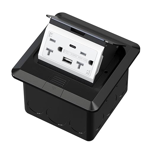 Miniatura 13 de KYHSHJ Kit de Enchufe Circular Empotrado en Piso con 2* 20 Amperios de Acero Inoxidable GFCI, Receptáculo a Prueba de Manipulaciones, Hardware