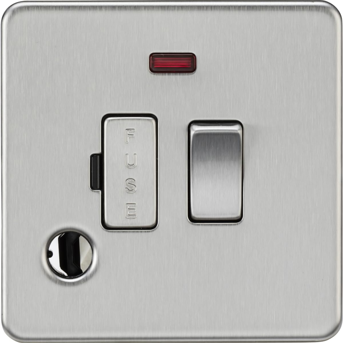 Knightsbridge 13A Switched Fused Spur with Neon and Flex Outlet - Brushed Chrome