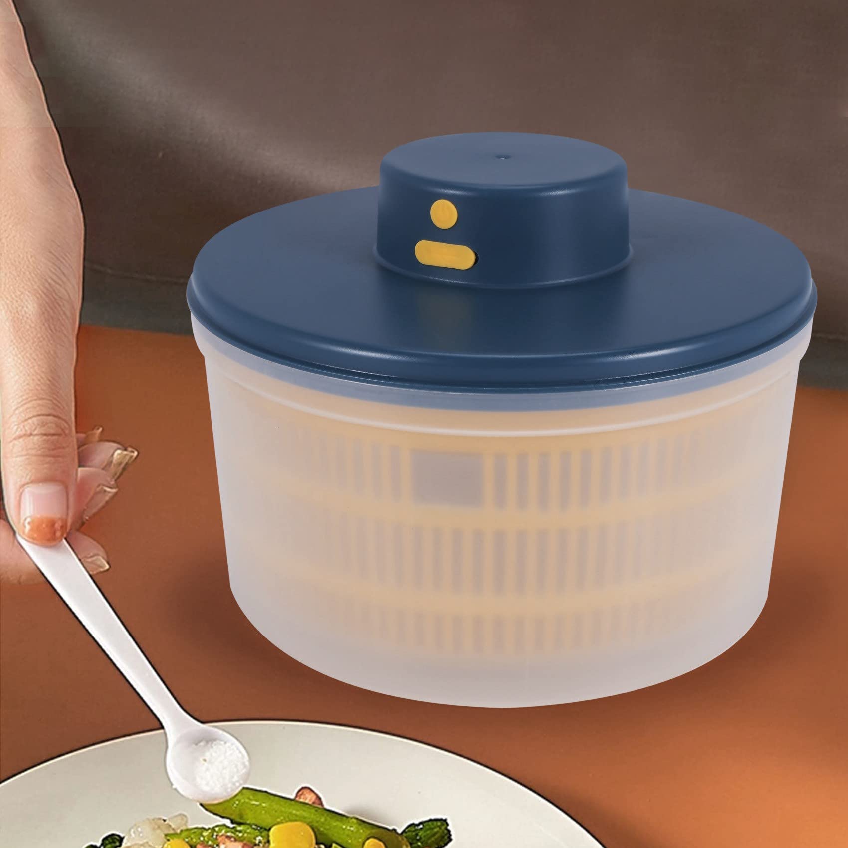 Essoreuse à Salade éLectrique - SèChe-LéGumes à Laitue, Rechargeable par USB, Essoreuse à Fruits de Laitue à SéChage avec Bol