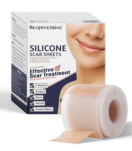 Scoprecision Silicone Scar Tape 4cm x 1.5m | Medical Grade Silicone Sheets for Scar Care | Suitable for Surgery, C Section, Burns, Acne Marks and Stretch Marks | Soft, Reusable, Waterproof