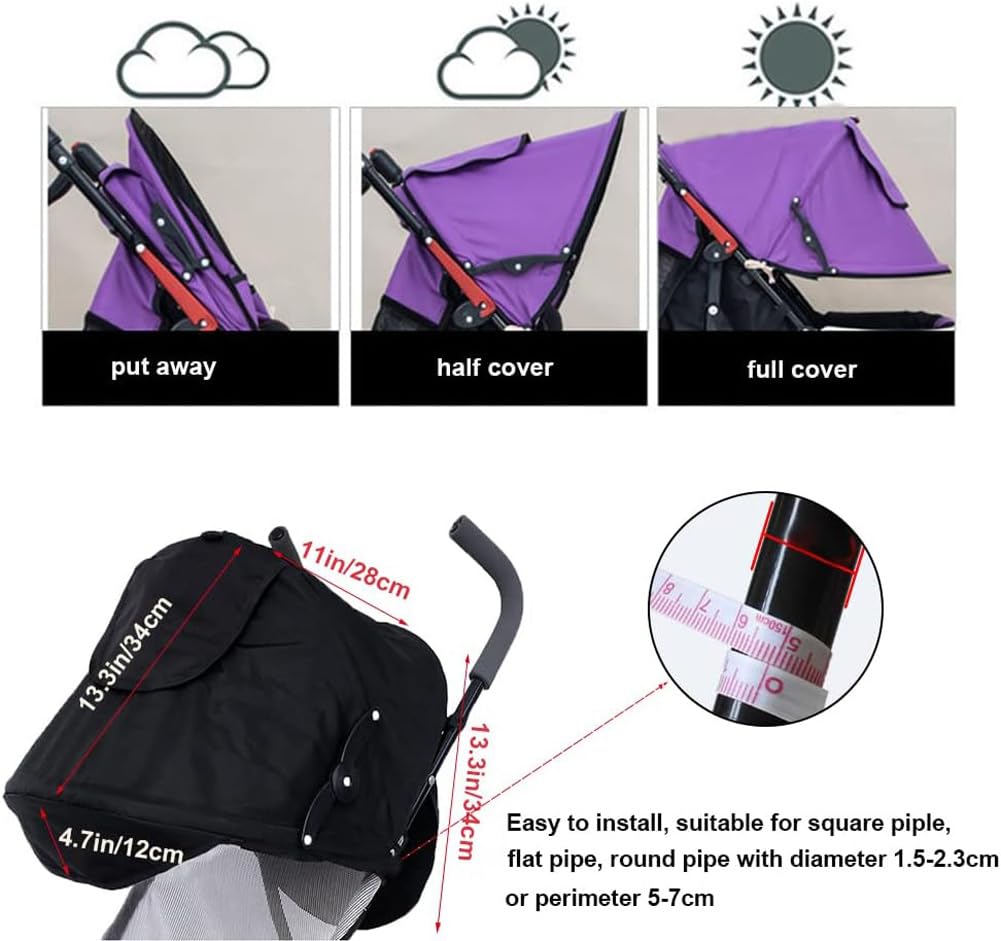 Toldo de verano para cochecitos de bebé, parasol para cochecito de bebé, cubierta solar UPF50+ para cochecito de bebé, protección UV, visera solar para niños pequeños, persiana opaca con bolsillos