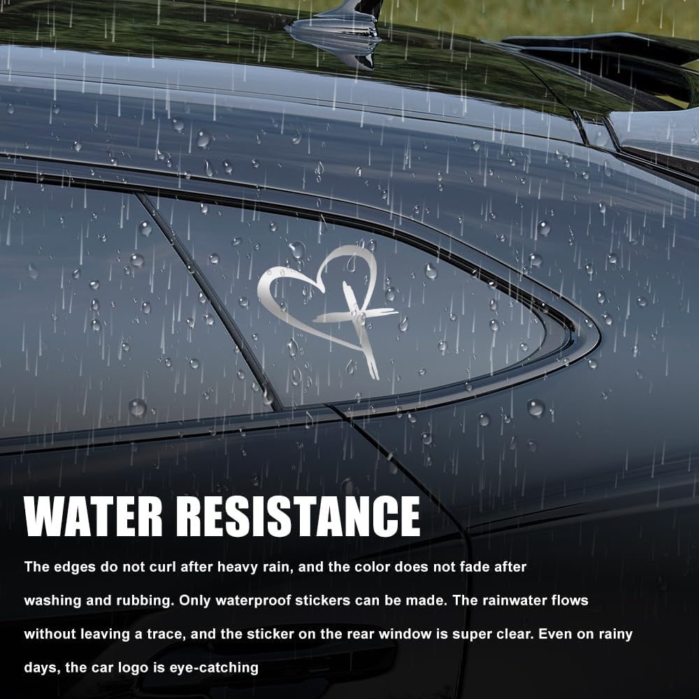 Love Heart Car Sticker Decal, Vinyl Double Hearts Car Window Decal, Waterproof Self-Adhesive Auto Body Sticker, Universal Romantic Heart Decoration Sticker for Mirror, Bumper (Silver-k2) image 4