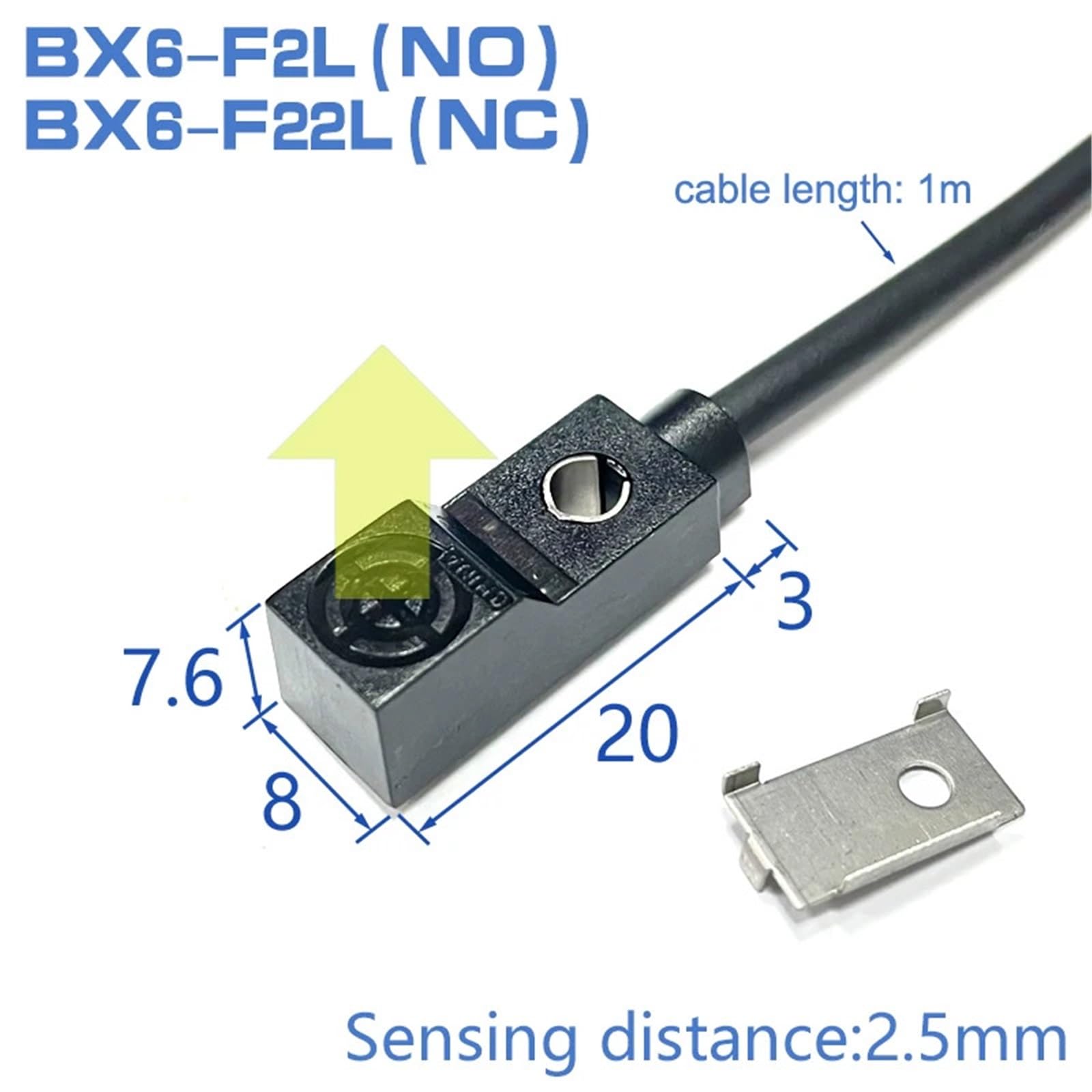 Kwadratowy miniaturowy czujnik zbliżeniowy 2 przewody NO NC Wykrywanie odległości: 2,5mm 5 do 24VDC Metalowy indukcyjny czujnik końca skoku BX6-F/H(BX6-F22L)