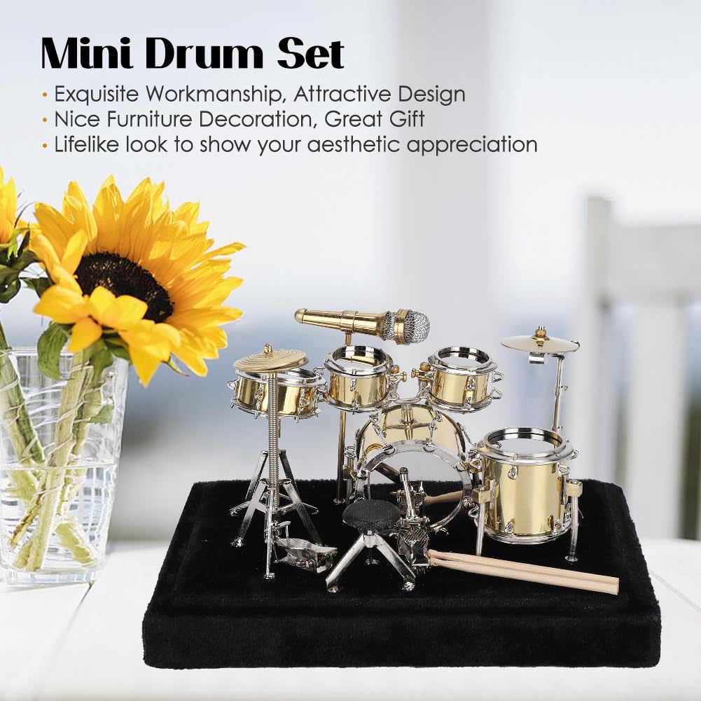 Jenngaoo Mini Modelo de Tambor, Conjunto de Batería Instrumentos Musicales en Miniatura, Adornos Exhibición de Modelo, Decoración Día de Graduación