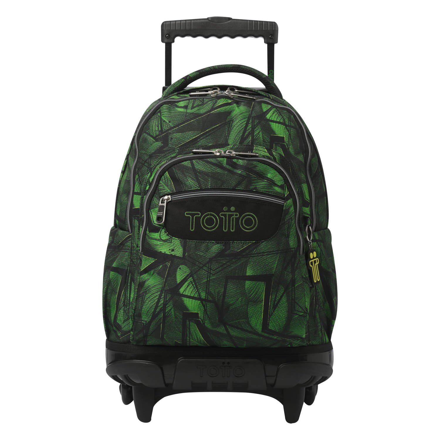 TOTTO - Mochila Escolar con Ruedas, Modelo Renglones, Capacidad 26,21 Litros, Bolsillo para PC 14", Bolsillo Botella, Correas en S para Mayor Comodidad, Resistente, Estampado Jhony Jungle