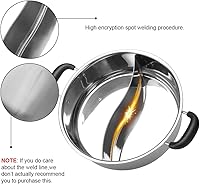 Vista 4 de olla de acero inoxidable de grado alimenticio 304 Shabu Shabu con divisor y tapa para estufa de inducción, estufa a gas, olla de sopa de doble cara