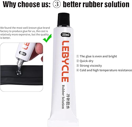 Miniatura 4 de Kit de reparación de neumáticos de bicicleta, kit de parche de tubo interior de bicicleta con 28 parches de vulcanización, solución de goma,