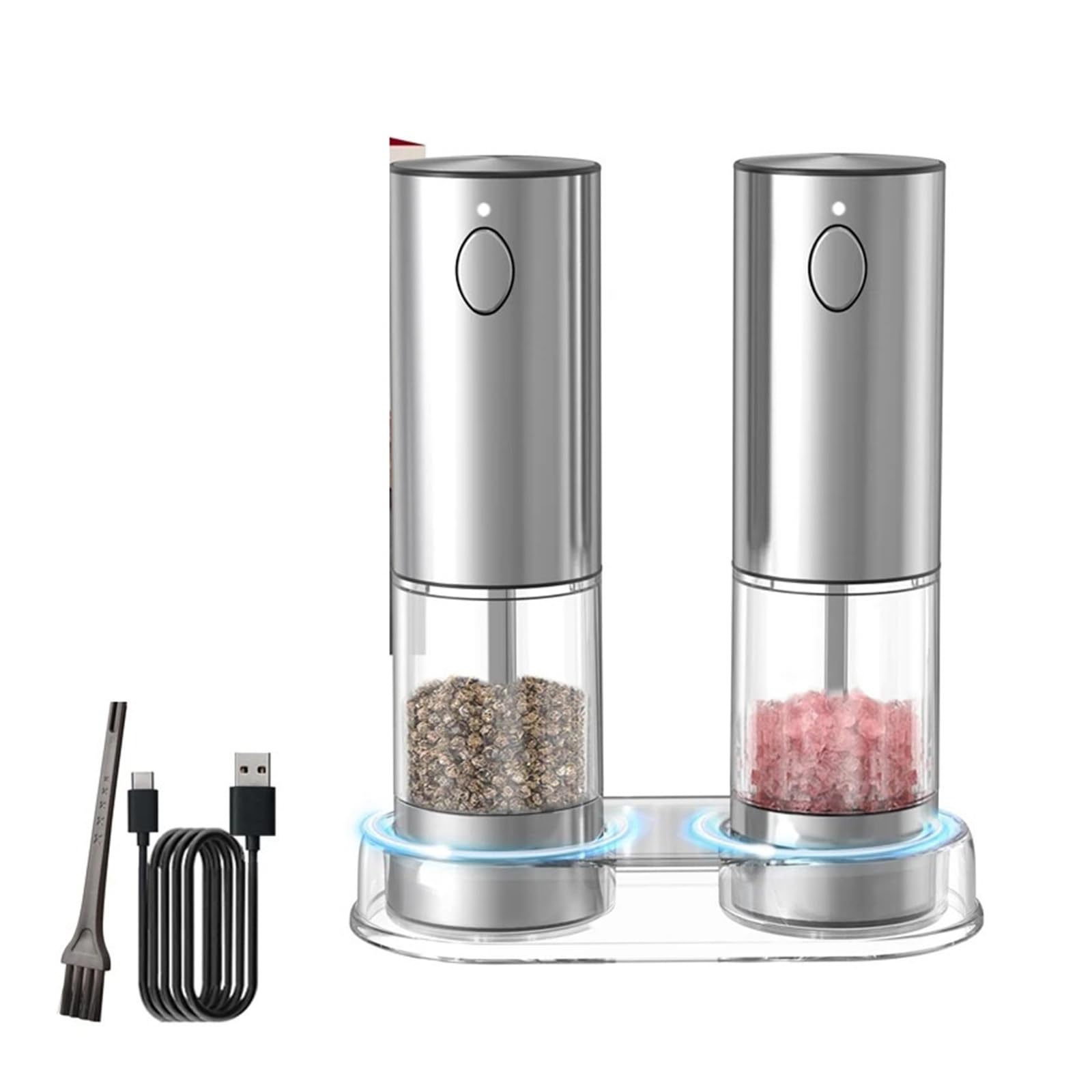 Macinino per cereali, Macinapepe elettrico automatico Macinasale e pepe ricaricabile tramite USB Macinatura a grana regolabile