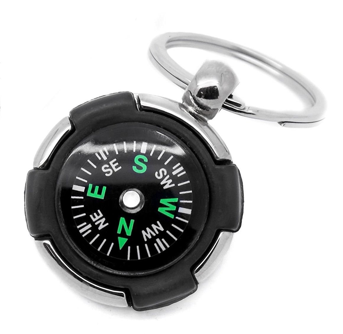 County Engraving Silver Personalised Chrome Compass Keyring Key Chain With Free Engraving - Enter Your Own Custom Text