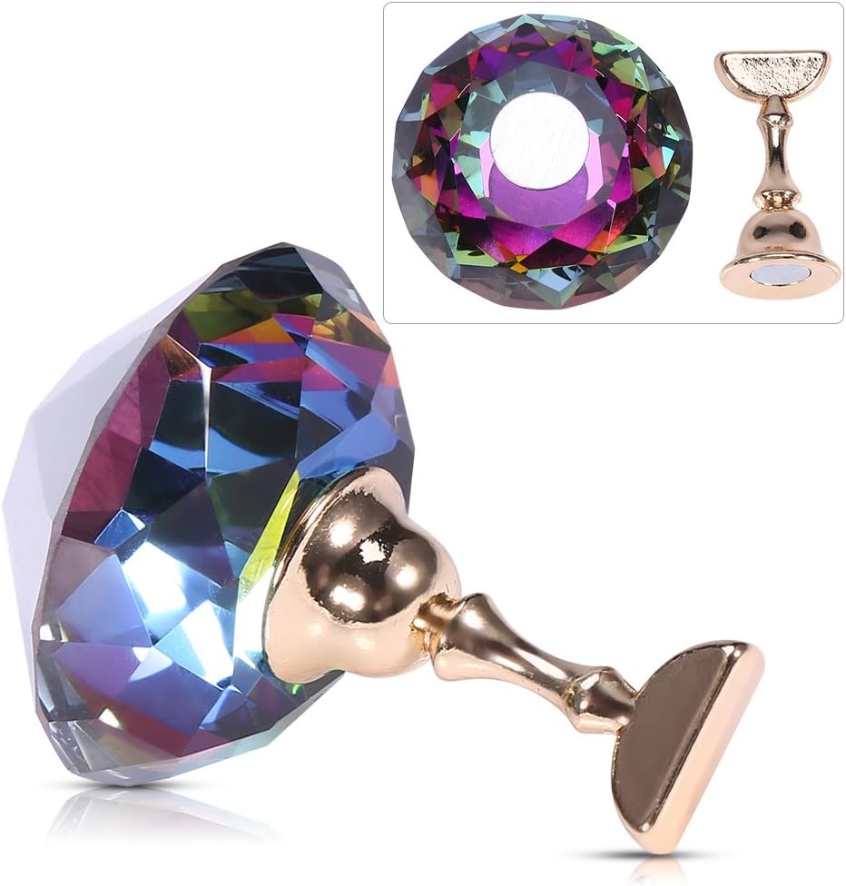 Nail Tips Stand Holder, Nail Art Display Stand, Magnetic Nail Stand Alloy Nail Art Display Base For Nail Clear Nail Practice Tips For Nail Art Equipment Diamond Crystal)