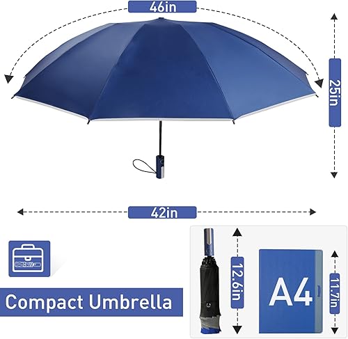 Miniatura 4 de Bodyguard Inverted Umbrella, Large Windproof Umbrellas for Rain & Sun, Compact Umbrella Reverse Umbrella with Reflective Stripe, Teflon Umbrella for