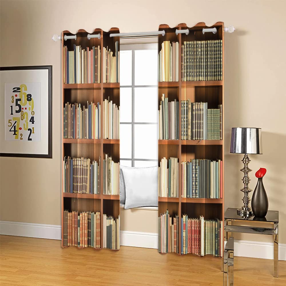 Vintage biblioteka regał na książki zaciemniające zasłony okienne do gabinetu dekoracja retro regał design zachodnie klasyczne książki tematyczne zasłony edukacyjne do klasy, 140 x 229 cm, 2 panele