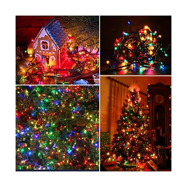 LED Lichterkette Außen, 20M 200 LED Bunt Weihnachtsbeleuchtung mit Strom, 8 Modi & Speicherfunktion, IP44 Wasserdicht… – Bild 7