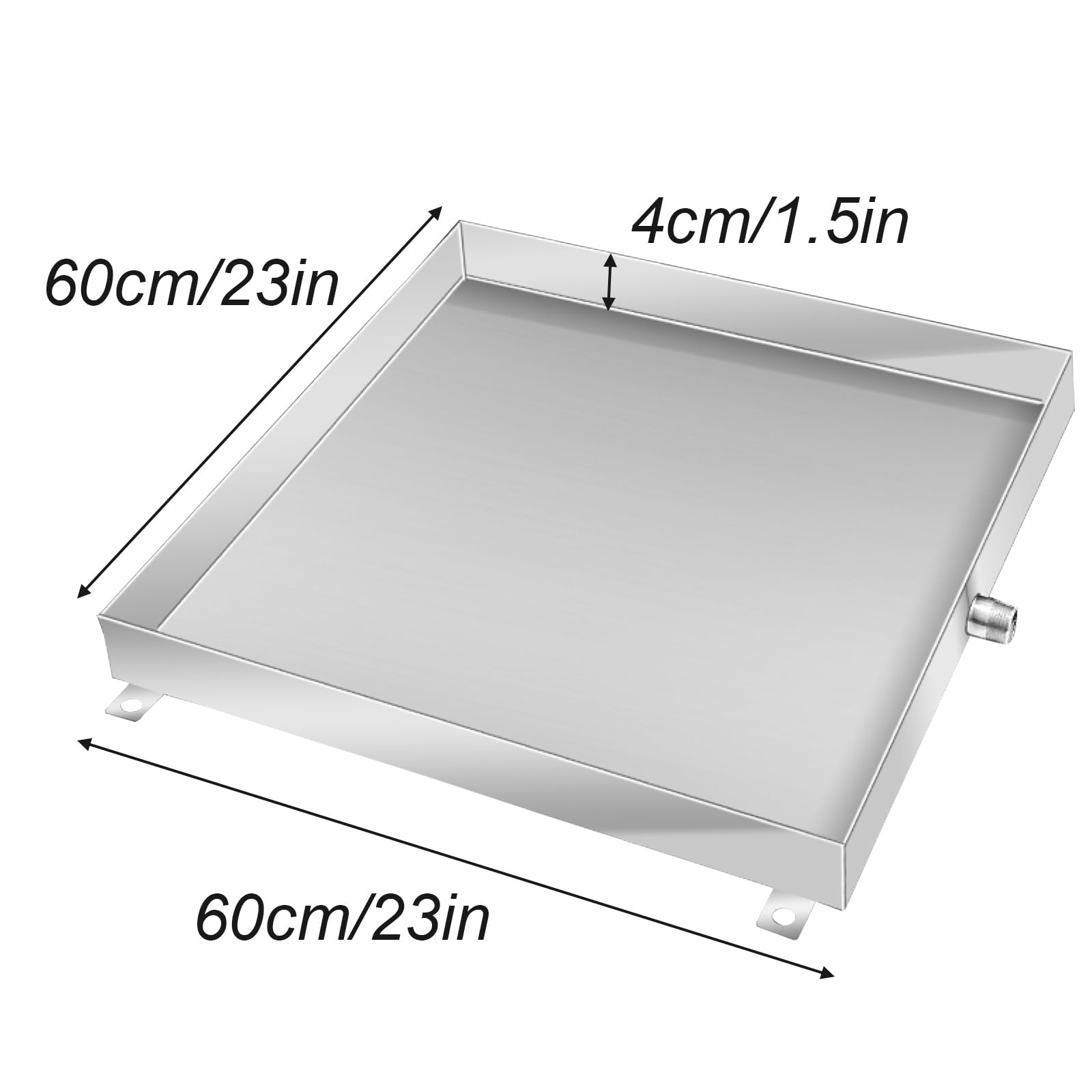 Premium 304 inless Steel Air Conditer Drain Pan, 60 x 60 x 4 cm (23 x 23 x 1,5 in), vassoio di raccolta condensa ad alta qualità per sistemi HVAC, & Rust-Resint