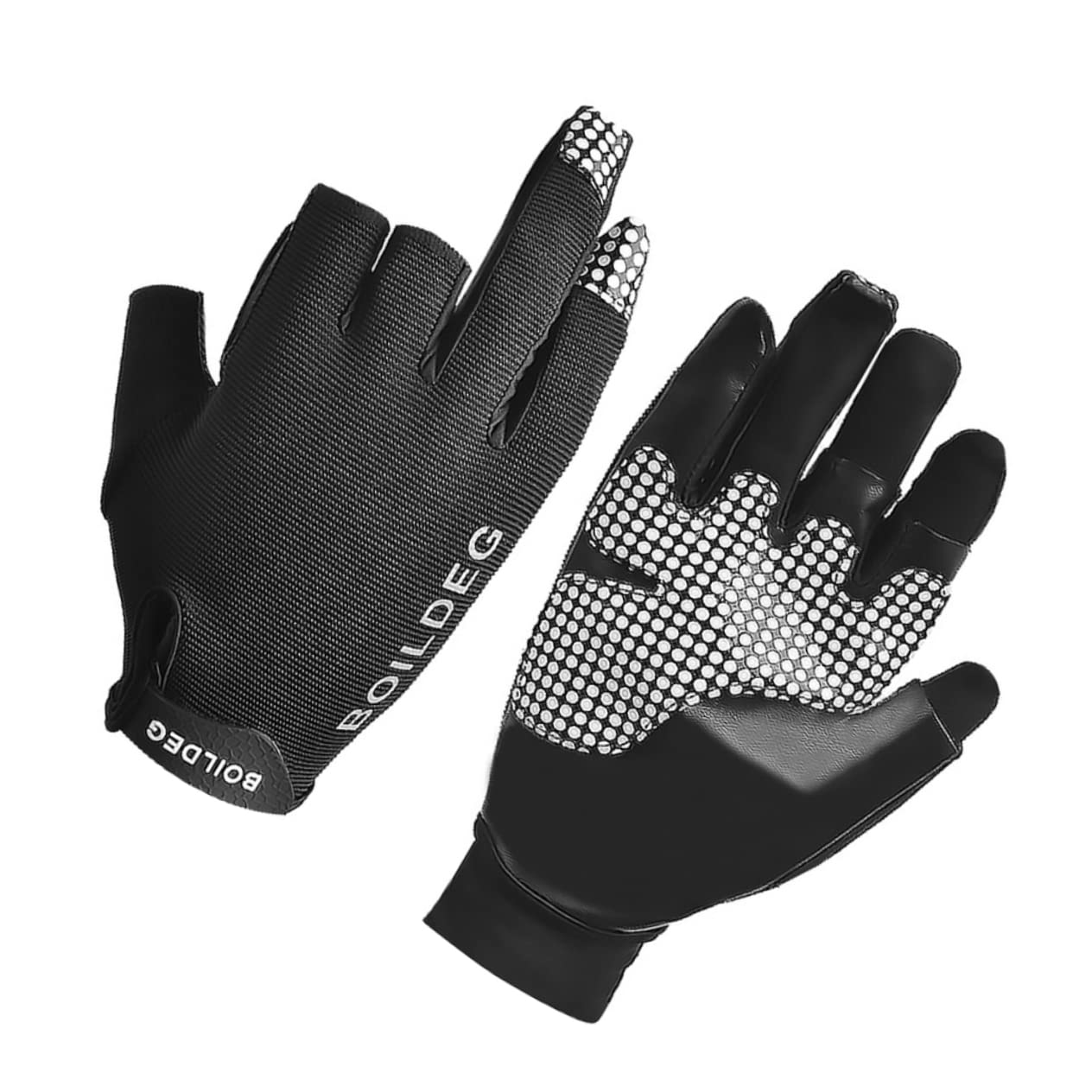 GOOHOCHY 1 Pair Professional Anti-Skid Fishing Gloves Reflective Outdoor Rowing Sailing Glove Black Size m