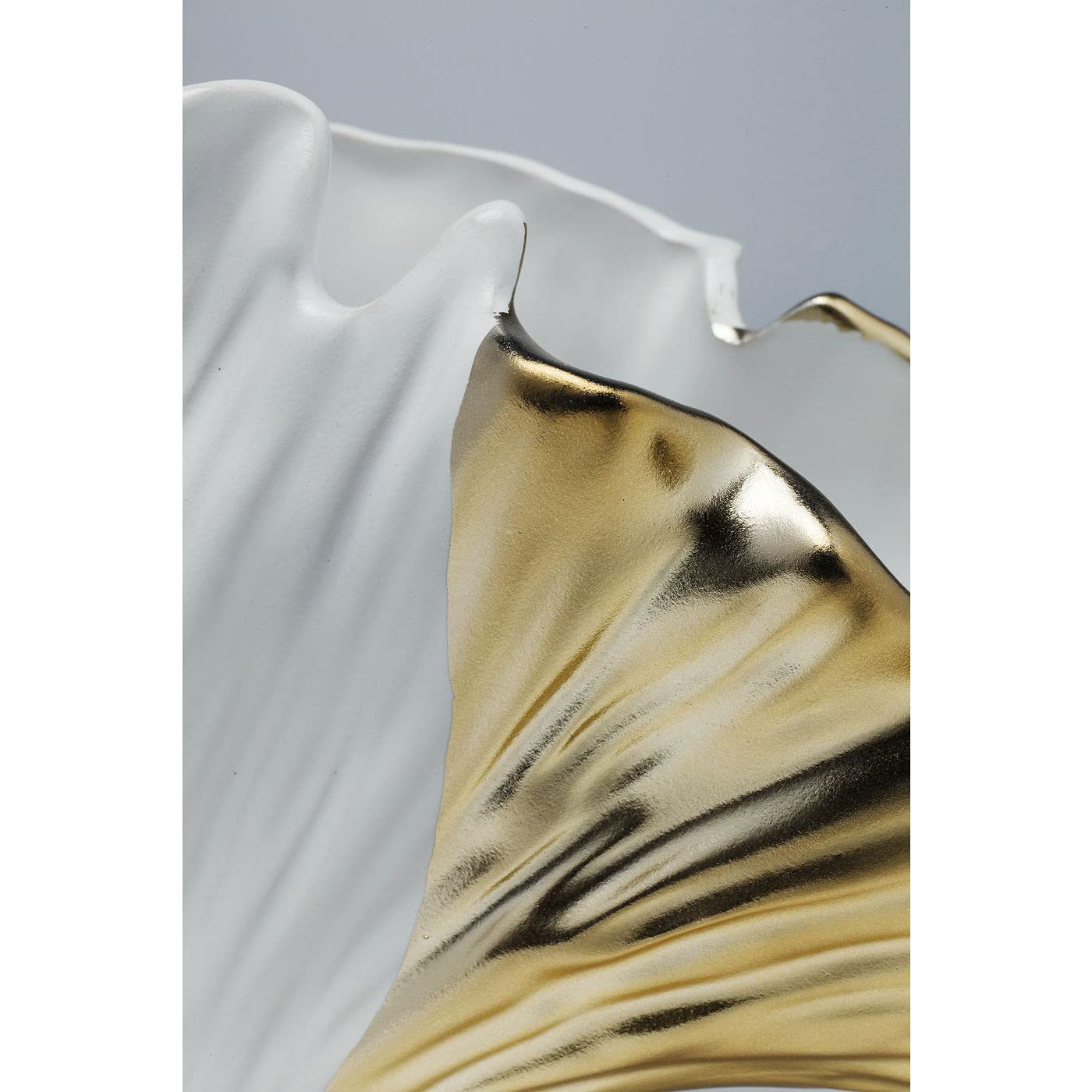 Kare Design Vase Ginkgo Elegance, Blanc Or, Grès Vernissé, 18x26x9cm