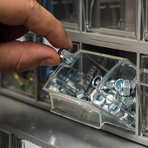 Miniatura 5 de Storage Compat Sistema organizador horizontal de plástico, 4 contenedores inclinables, contenedores de almacenamiento apilables y compatibilidad de