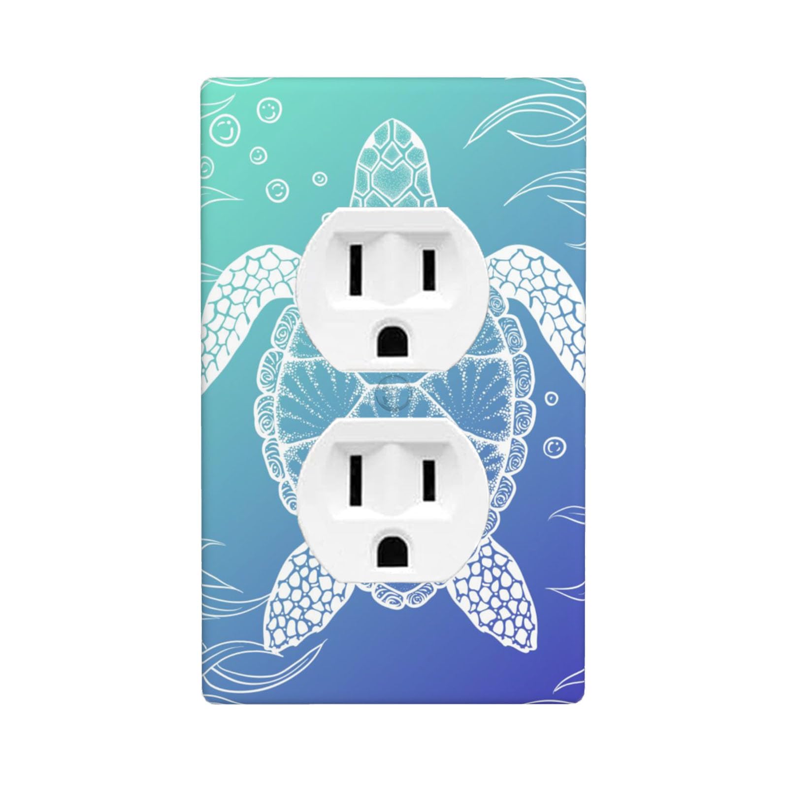 Mdulftar Sea Turtle Duplex Receptacle Outlet Wall Plate Blue Ocean Outlet Covers Standard Size 1-Gang Lightswitch Cover 4.50" x 2.76" Home Decor