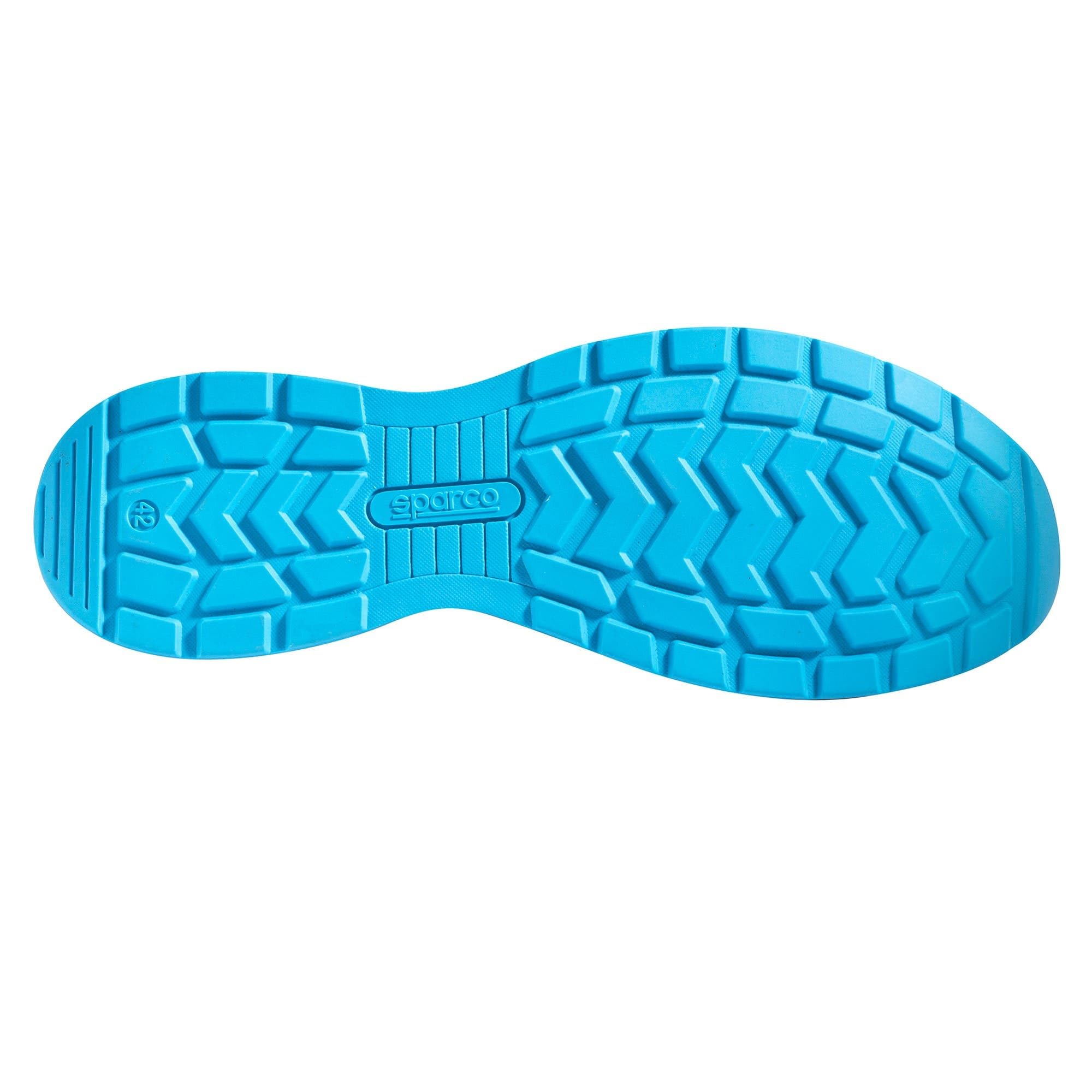 Sparco Traction-H Nubuck Kamui - Calzado de Seguridad Alto S3S ESD de Nobuck Repelente al Agua, EN ISO 20345, Suela FO HRO SR, Negro Cielo Azul, 44 EU