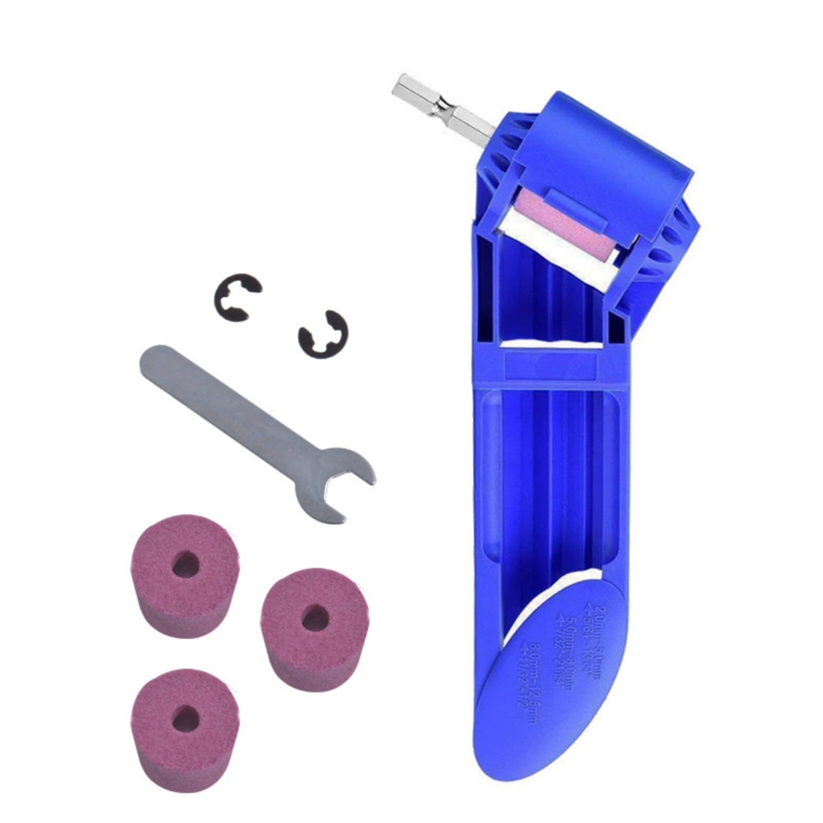 Rgybao Blue 1Set Drill Bit Grinder With 3Grinding Stone Drill Sharpener High Hardness For Metal Deburring And Tool Maintenance Bit Sharpener