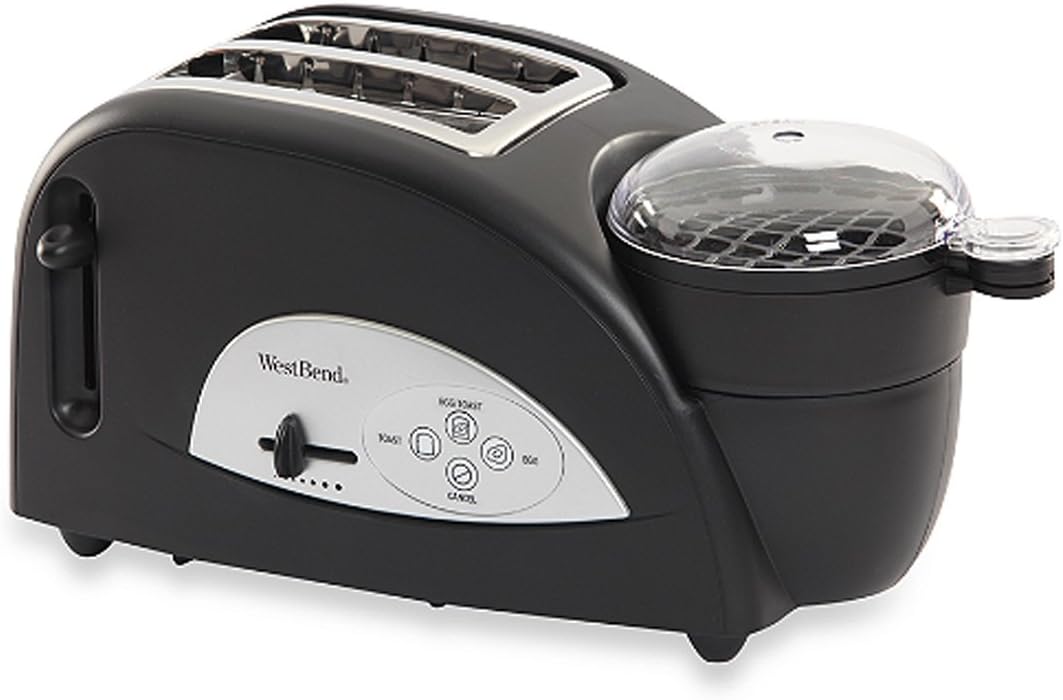 West Bend TEM4500W Egg & Muffin Toaster, 4-Slice, Black (Discontinued