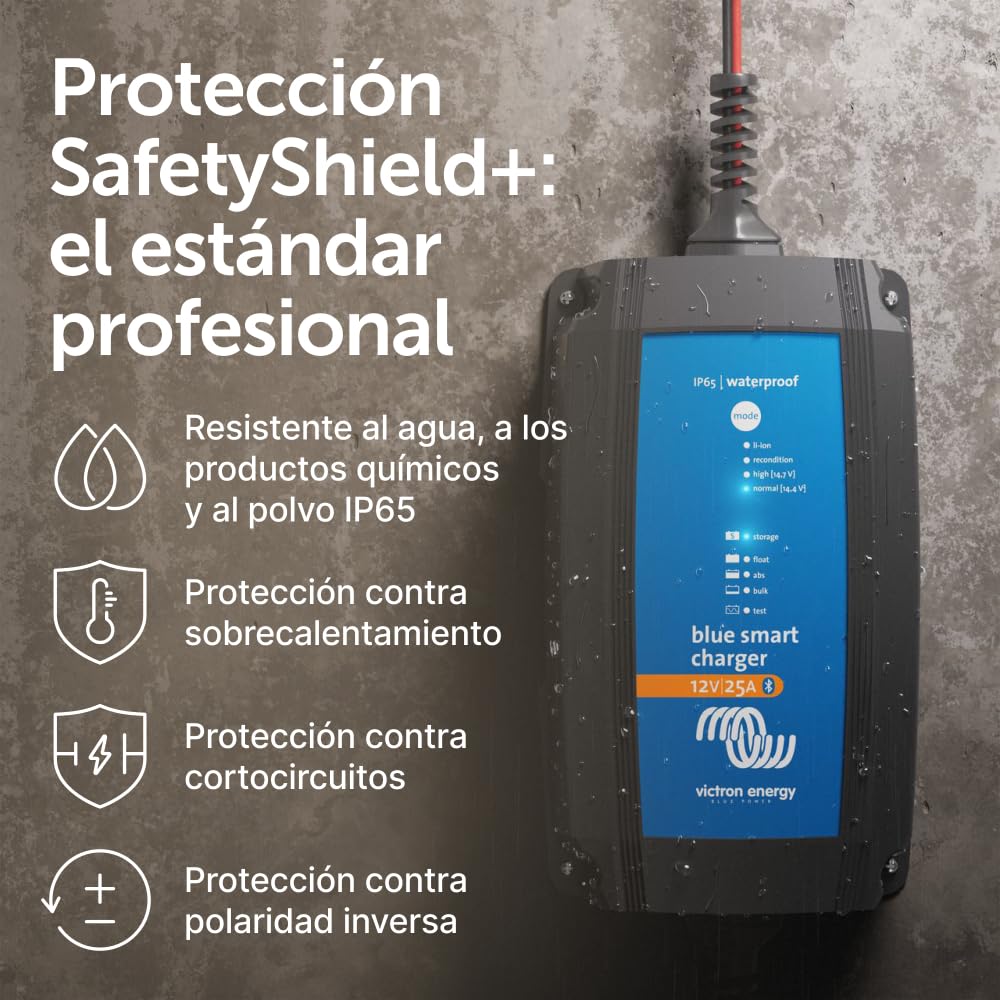 Victron Energy Blue Smart IP65 12-Voltios 25 amperios 230V, Cargador de Batería, Bluetooth (CEE 7/17)