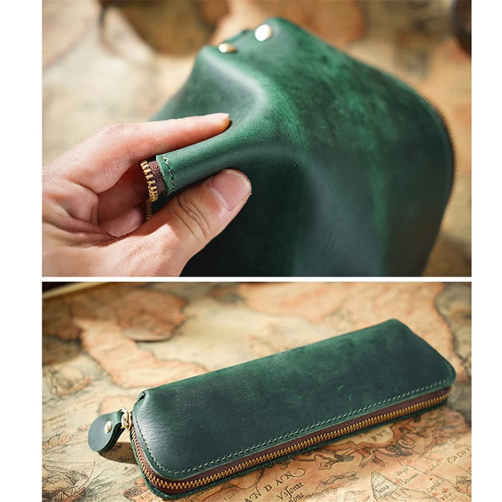 ACiyD Astuccio portamatite in Pelle Bovina retrò Forniture per Ufficio Aziendale (C, 190 x 45 mm) (C 190 x 45 mm)