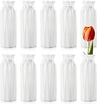 ZOOFOX 10 Pack Composite Plastic Flower Vase, 8" Plastic Vases for Centerpieces, White Unbreakable Vases for Wedding Dinner Table Party Living Room Office Bedroom Decor, Origami Design