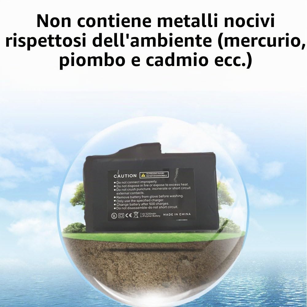 Batteria ricaricabile ai polimeri di litio da 2 pezzi, batterie da 2200 mAh 7,4 V per calzini riscaldati