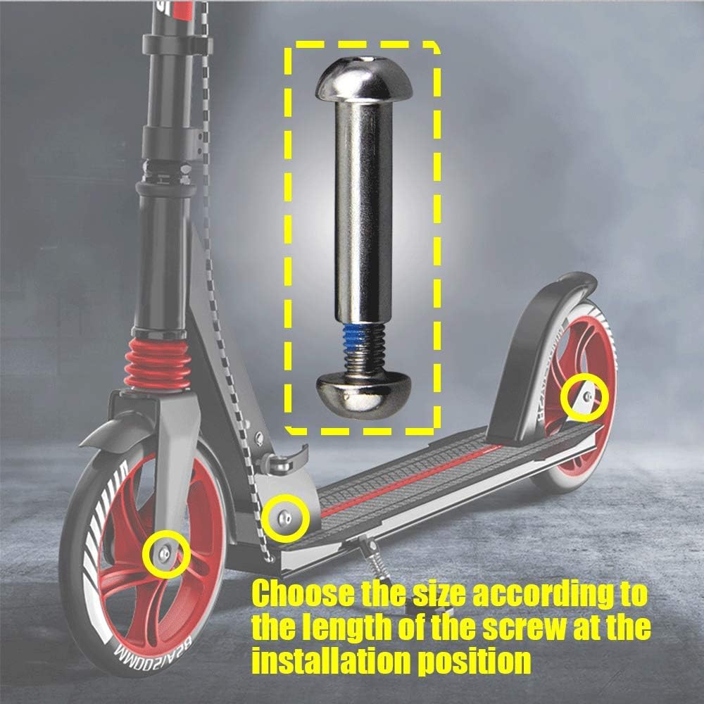 OTFAITP M8 8mm x 28mm-86mm 8.8 Grade Carbon Steel Axle Allen Screw Bolt Set for Front Rear 2 3 4 Wheel Stunt Scooter Dash Teen/Adult Kick Scooter-800+lb Capacity