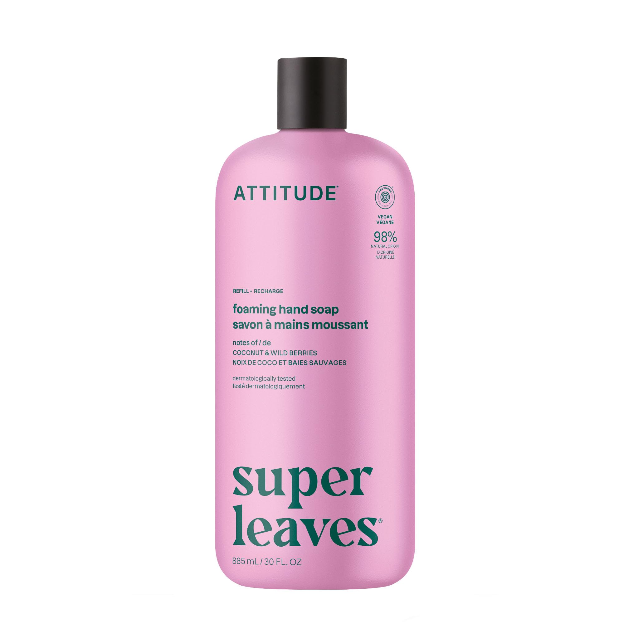 ATTITUDE Foaming Hand Soap, 3X Refill, Coconut & Wild Berries, 30 oz