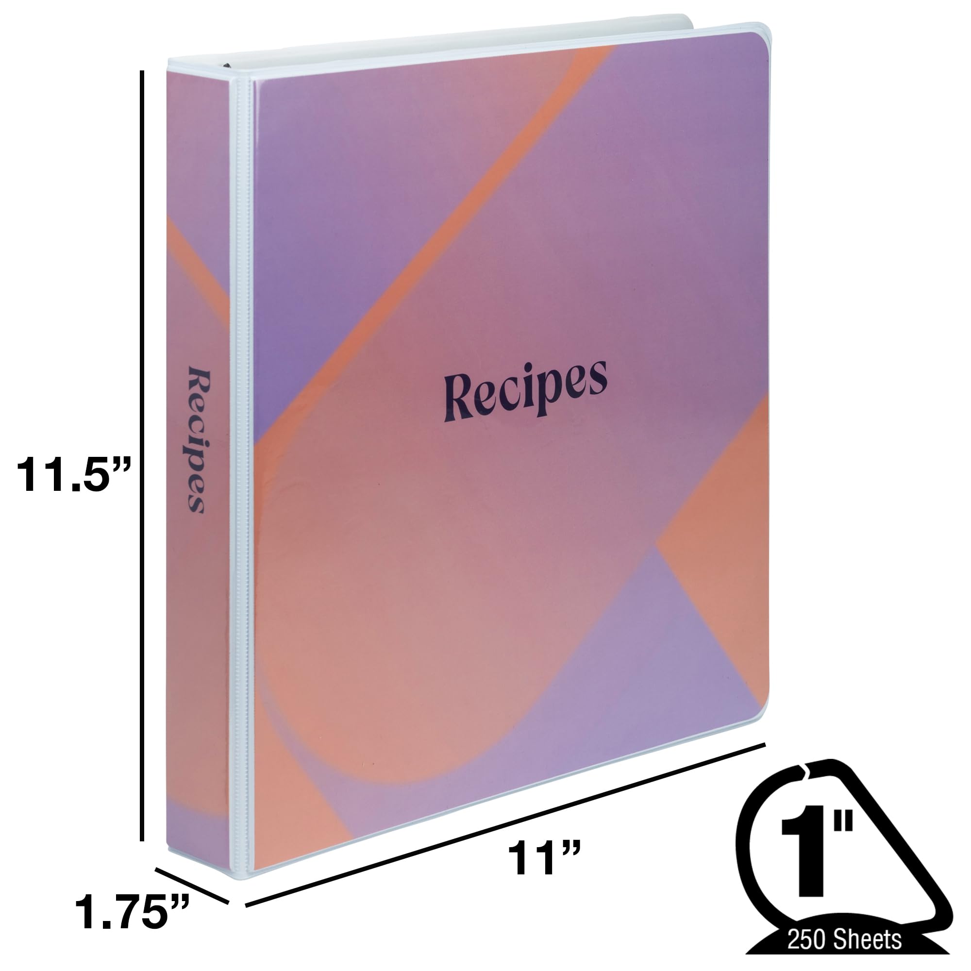 Samsill Raccoglitore per ricette a pagina intera, 21 x 28 cm, anello a D da 2,5 cm, design sfumato