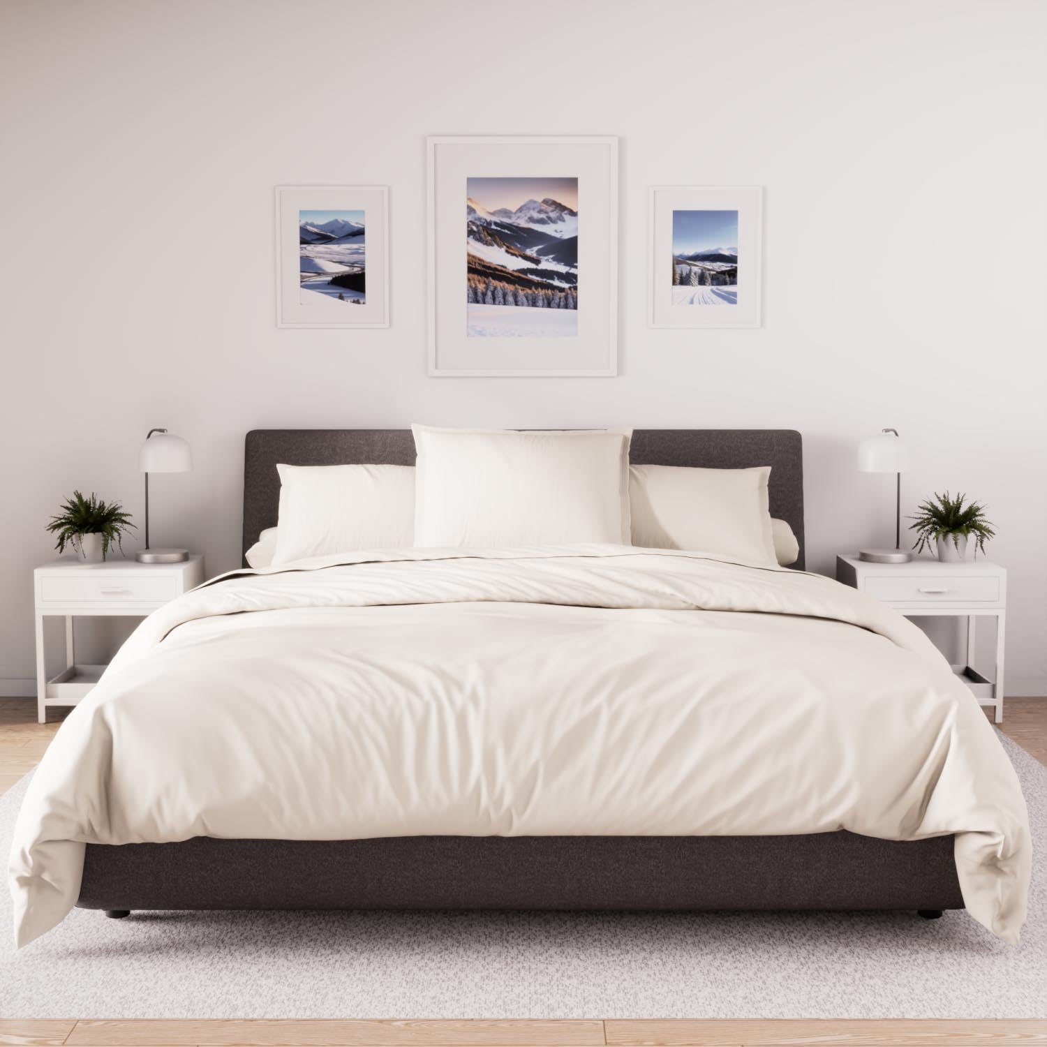 Soleil d'ocre, Housse de Couette en Polycoton 280x240 cm Percale Lin, Idéale Location saisonnière et Hotellerie