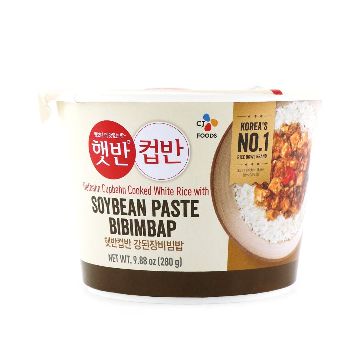 CJ Hetbahn Cupbahn Cooked White Rice with Soybean Paste Bibimbap 9.88oz (280g) (Pack of 1)