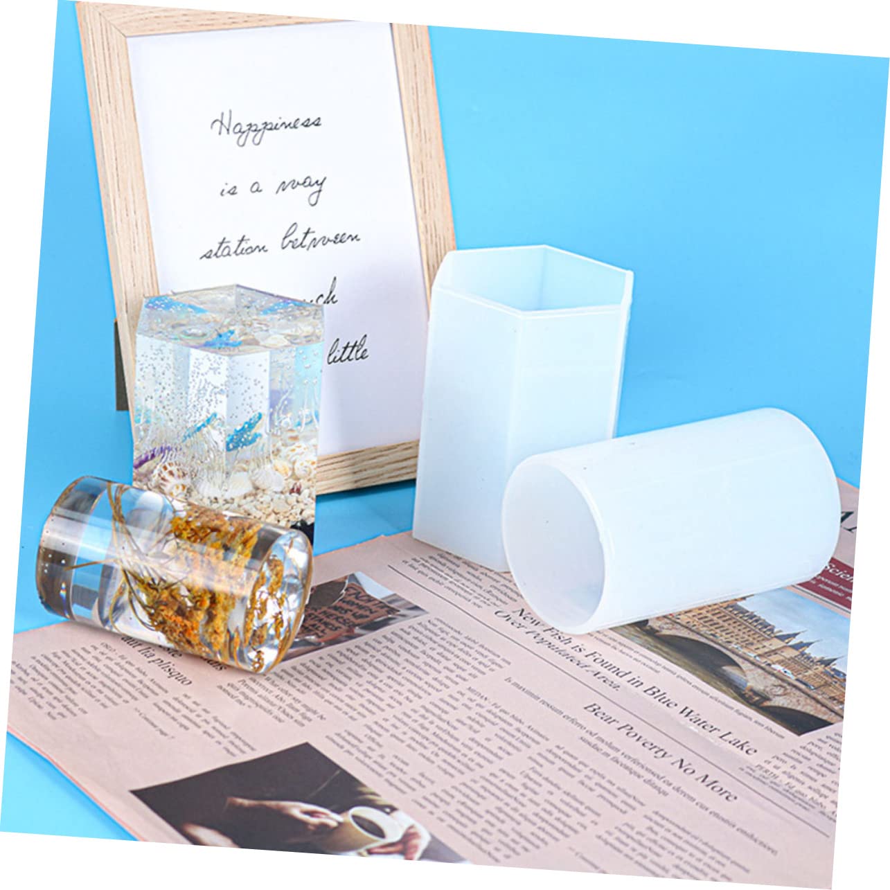 4 Piezas Molde Hexagonal de Silicona, Reutilizable para Velas Diy