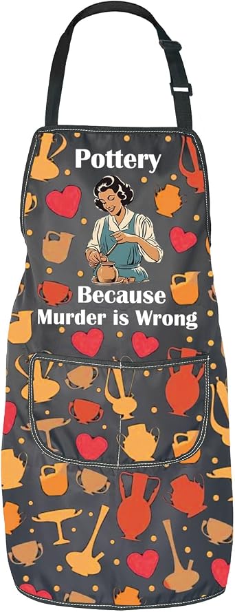 JNIAP Pottery Lover Gift Pottery Because Murder is Wrong Apron Ceramics Gift for Her