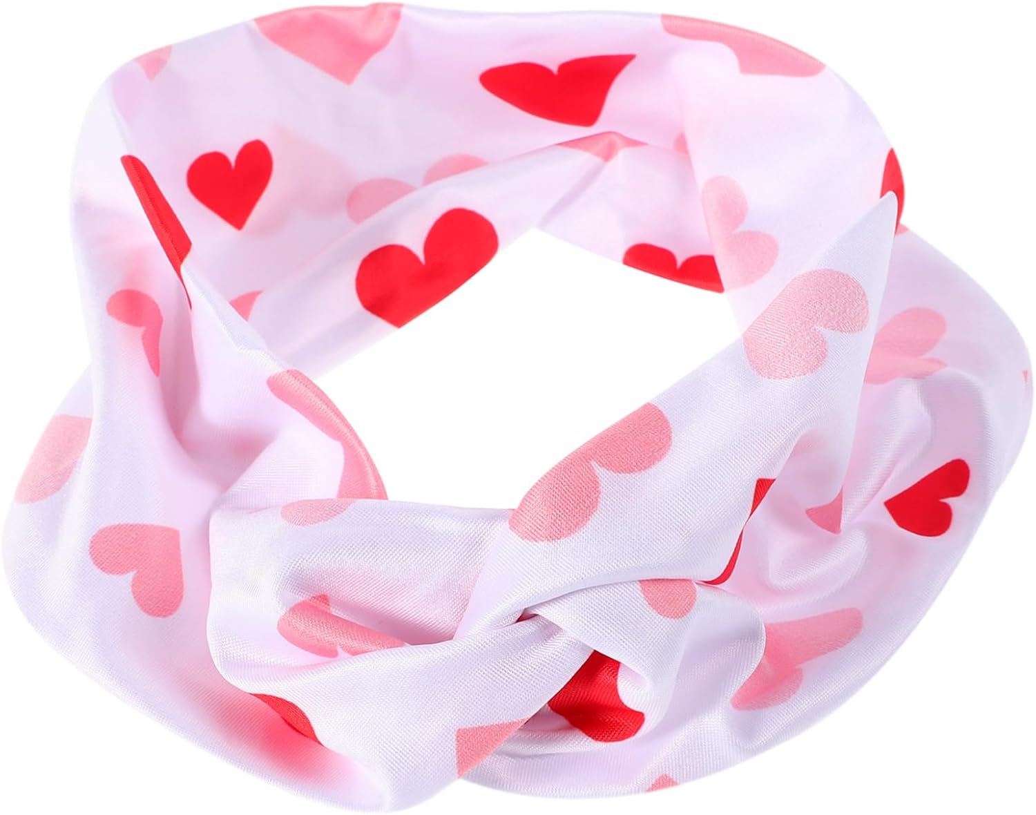 Wide Stretchy Turban Headbands for Women Soft Moisture-wicking Hair Wraps Decorative Heart Print for Yoga Running and Gym Workouts