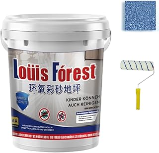 Epoxy Colored Sand Self Leveling Paint, High-Gloss Marble Effect Epoxy Floor Coating, Louis Forest Epoxy Floor Paint, High-Gloss Resin Coating,Garage Pain (Blue)