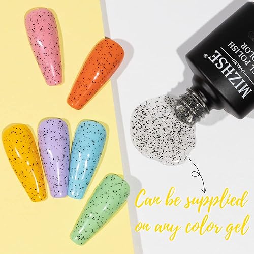 Miniatura 2 de MIZHSE Eggshell Gel Polish Top Coat, Speckled Nail Polish Black Spot Quail Clear Top Coat Gel Nail Polish for Nail Art Salon Design Manicure 10ml