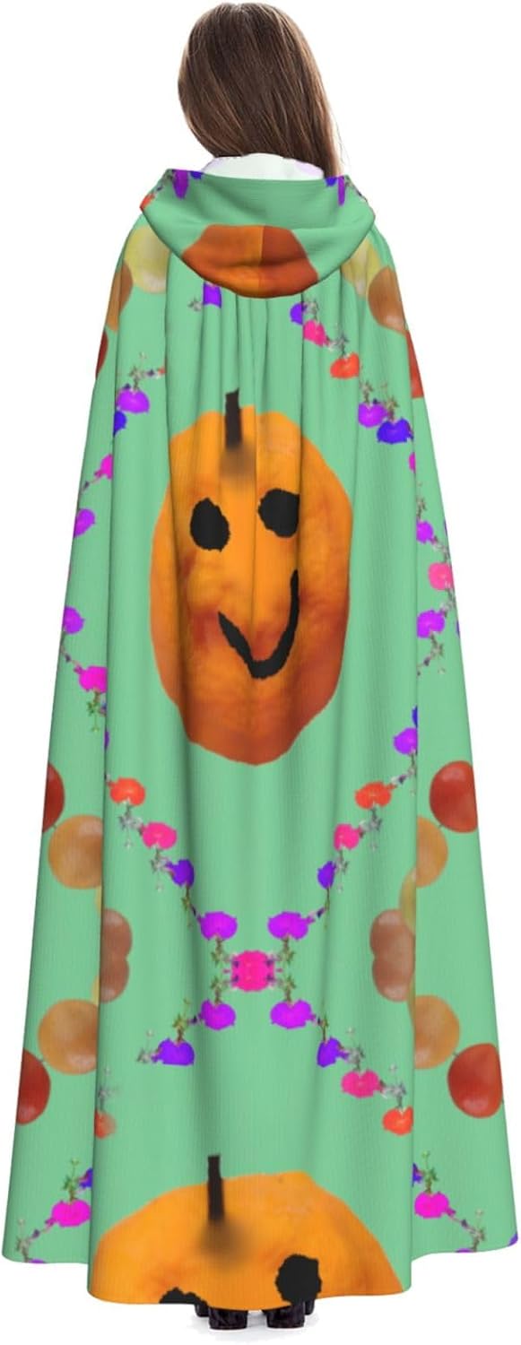 Smiley Citrus Men Women Halloween Role Play Party Decoration Hooded Poncho Black