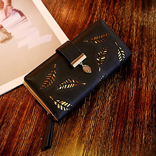 Clasp Wallets For Women - Slim Wallet For Women - Zipper Wallet For Women Long Leather Money Clip Card Case Holder Purse Zipper Buckle Elegant Clutch Wallet Baodan #TOP1