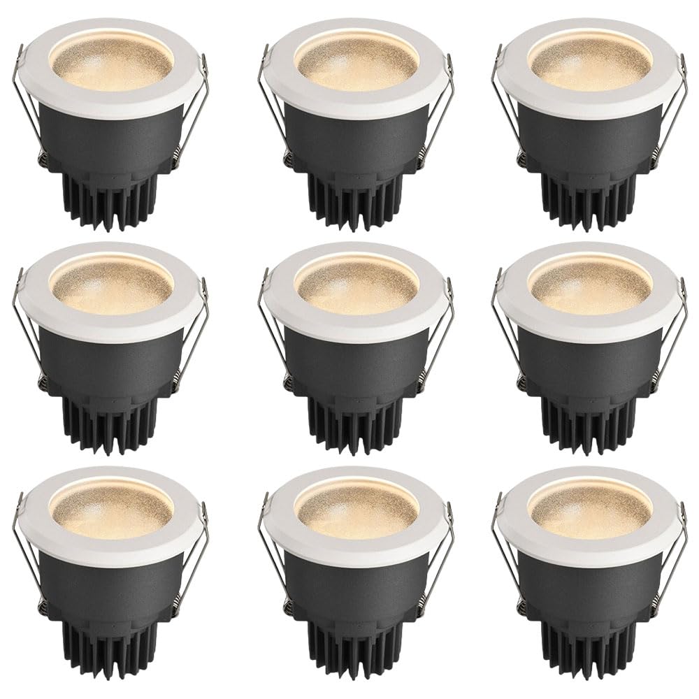 Faretto da incasso a LED da soffitto 9 pezzi Faretti da doccia a LED Luminosità IP65 Faretto da incasso impermeabile Baffle Trim 12W Faretto da incasso a soffitto