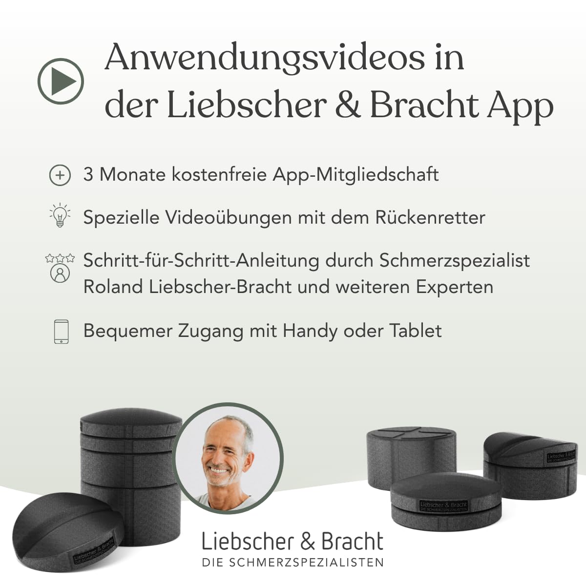 Liebscher & Bracht Original Rückenretter: Rückenstrecker, Brust- & Rückendehner mit Rille für Wirbelsäulen + Höhenregulierung, Rückentrainer Made in Germany, Übungen in der App Schwarz